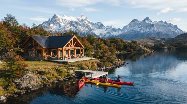 Où trouver une maison de vacances en Patagonie avec des excursions en kayak et des ateliers de photographie?
